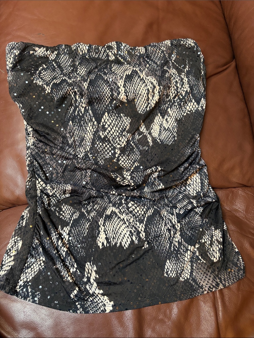 Express Black & White Snake Print Strapless Camisole Mint Condition Vintage HOT!